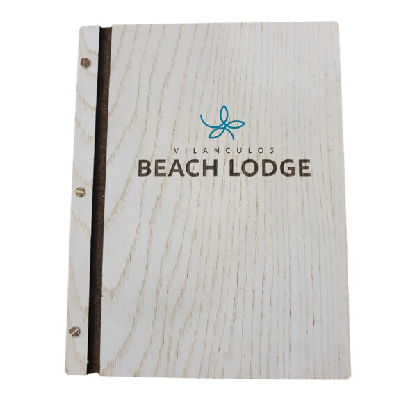 Custom Made White Washed Wooden Menu Cover With Uv Print